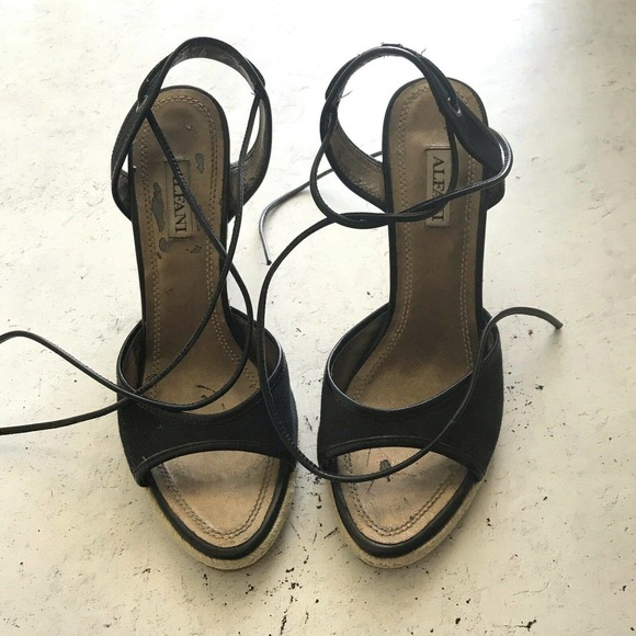 Alfani Unity Black Wedge Sandals Size 7M